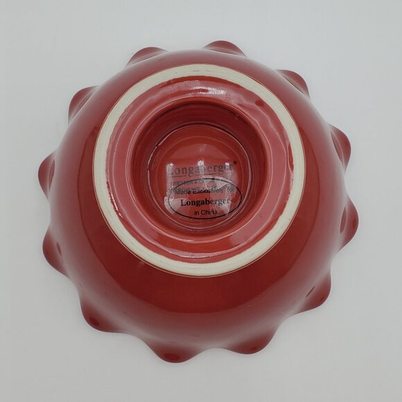 Longaberger Be My Valentine Ruffled Bowl Red Be My Valentine Footed Candy Dish - Picture 3 of 4